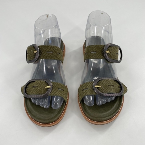 Sofft Elmira Forest Womens Green Leather Double Buckle Flat Sandals Slides Sz 6 - Picture 5 of 9